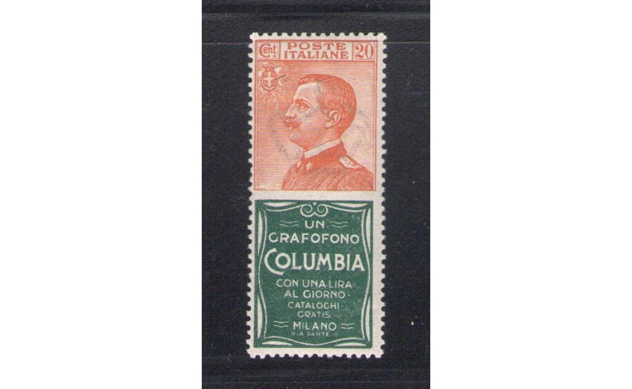 1924 Regno d'Italia,  Pubblicitario n° 20 , 20 cent Columbia arancio e brunastro verde - MNH**