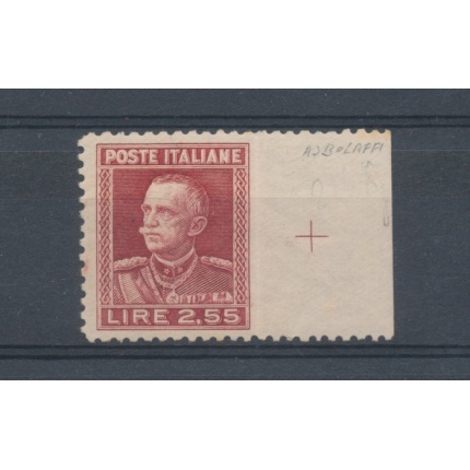 1927 Italia - Regno , Effige di Vittorio Emanuele III , 2,55 Lire carminio non dentellato a destra , n 215 - MLH*  (non catalogato)
