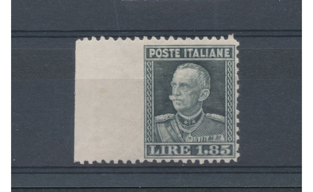 1927 Italia - Regno , Effige di Vittorio Emanuele III , 1,85 Lire grigio ardesia non dentellato a sinistra , n 215g - MLH*