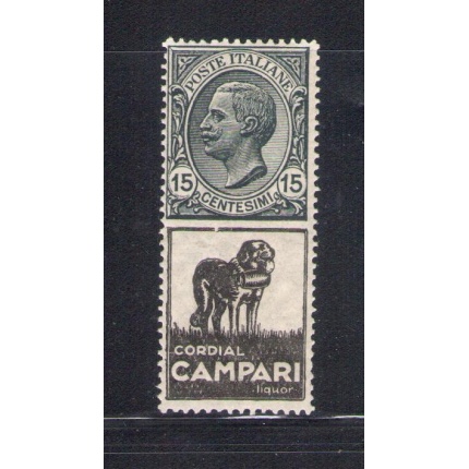 1924 Italia Regno , Pubblicitario n. 3 , 15 cent Cordial Campari grigio e nero - MNH**