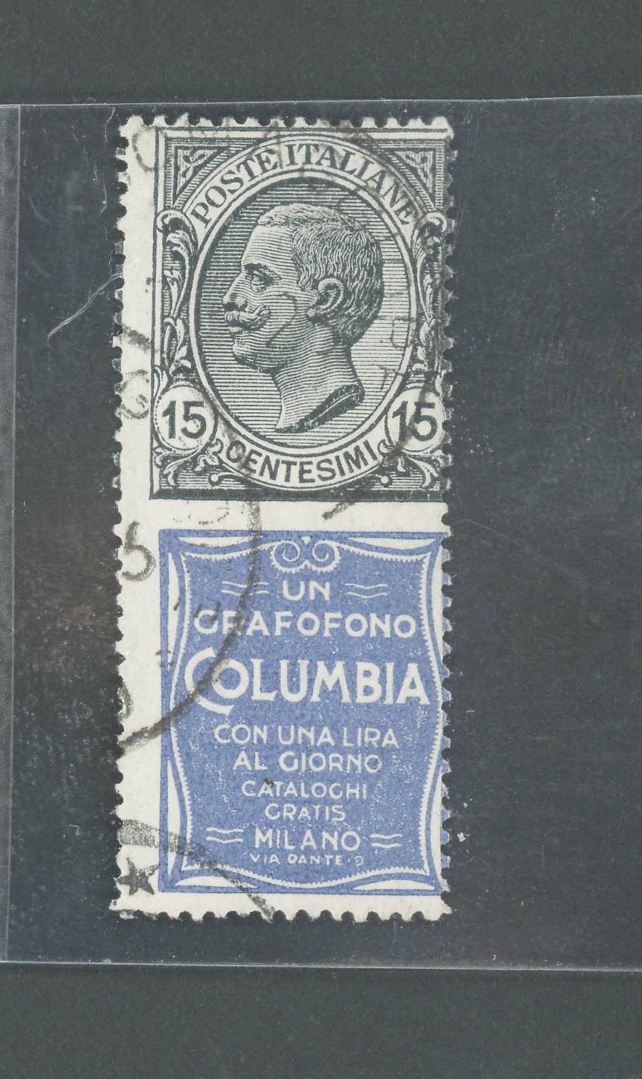 1924 Italia Regno , Pubblicitario n. 2 , 15 cent Columbia grigio e oltremare - Usato