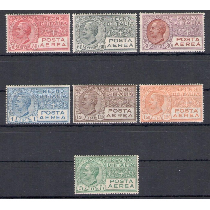 1926-28 Italia - Regno , Posta Aerea n. 3/9 , Effige di Vittorio Emanuele III - MNH** Ottima Centratura