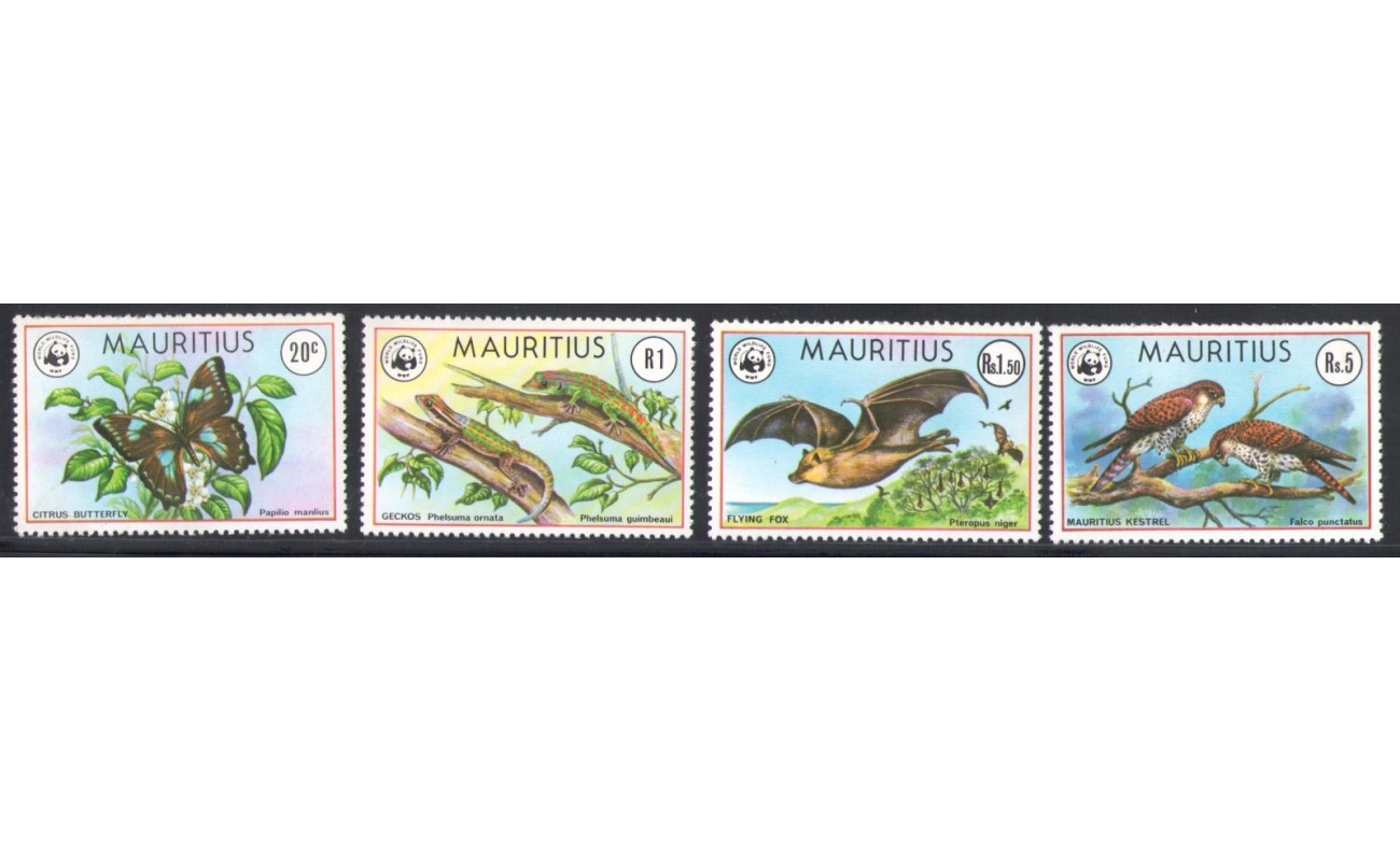1978 Mauritius , Conservazione Mondiale Natura - 4 valori , Catalogo Yvert n. 476/79 - WWF - MNH**