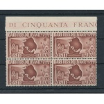 1950 Italia - Repubblica , 14 Fiera del Levante Bari -  1 valore , n.  627 , Buona Ottima Centratura , MNH** - Blocco di Quattro