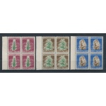 1950 Italia - Repubblica , Tabacco -  3 valori , n.  629/31 , Ottima Centratura , MNH** - Blocco di Quattro - Bordo di Foglio Sinistro