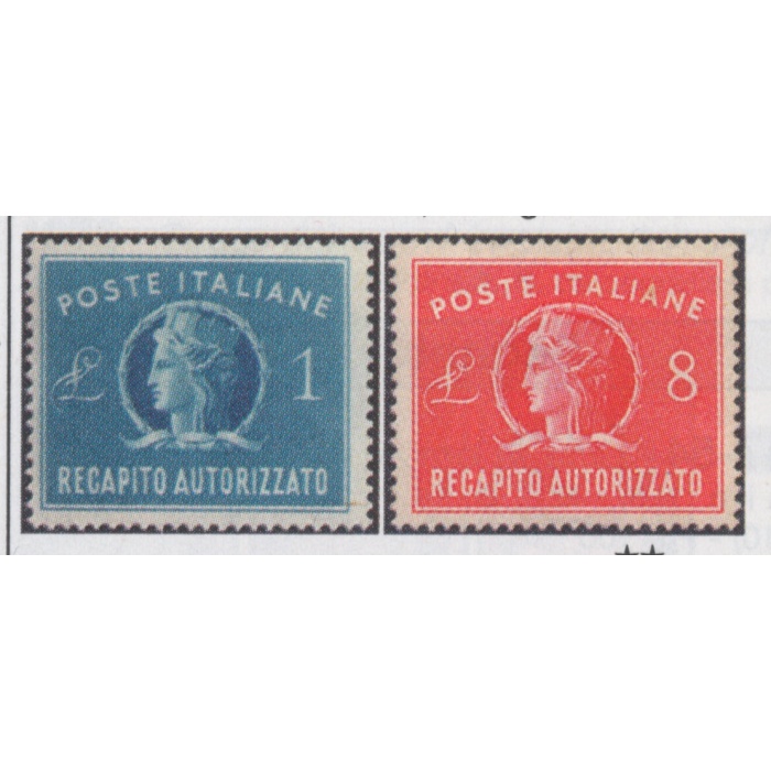 1947 Italia - Repubblica , Recapiti Autorizzati , 2 valori , n. 8/9 , MNH**