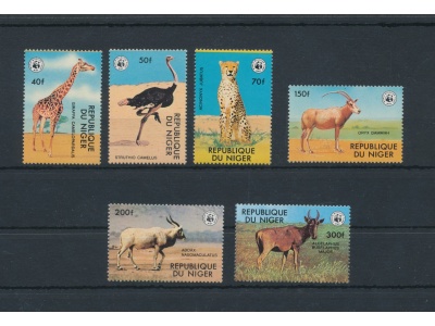 1978 Niger , Yvert n. 449-54 , Animali in pericolo -  WWF ,6 valori - MNH**