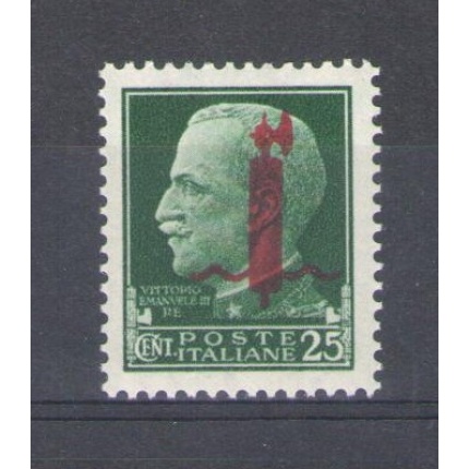 1944 Repubblica Sociale Italiana, n. 490 , 25 cent verde , Soprastampa Fascetto Rossa , MNH**