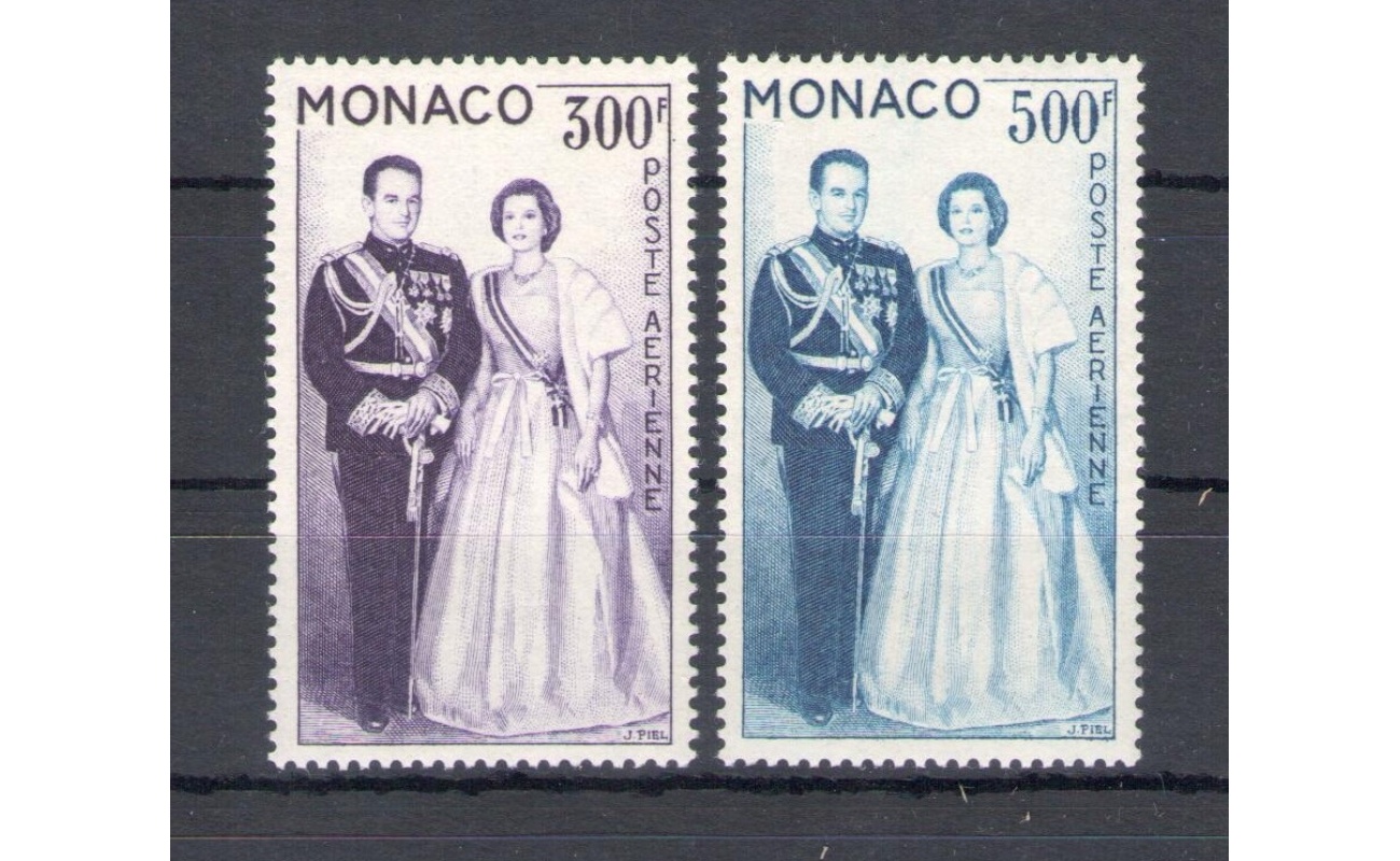 1959 MONACO, Posta Aerea n° 71 e 72 , Principi Ranieri e Grace di Monaco , 2 valori , MNH**