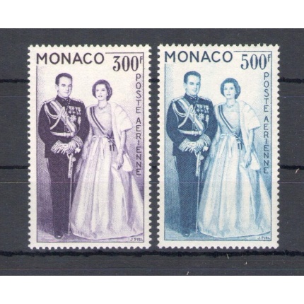 1959 MONACO, Posta Aerea n° 71 e 72 , Principi Ranieri e Grace di Monaco , 2 valori , MNH**