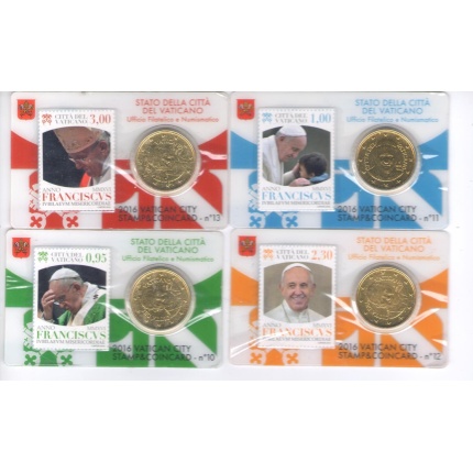 2016 Vaticano -  Coin Card  n. 10 11 12 13 - 50 cent