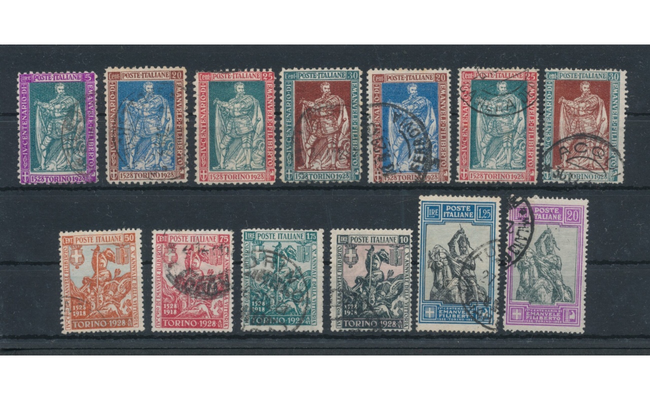 1928 Italia - Regno , n. 226/238, Emanuele Filiberto , la serie completa di 13 valori - Usati di Favore