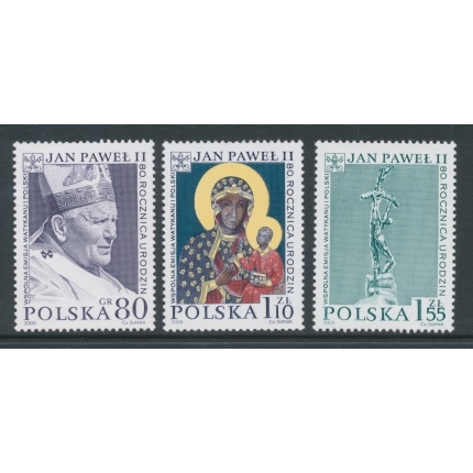 2000 Polonia - Natale - 80° Compleanno Giovanni Paolo II -  n. 1208-10 - 3 valori - MNH**