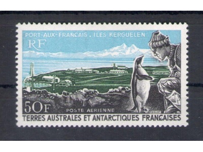 1968 TAAF - ANTARTICO FRANCESE - Fauna - Uomo con Pinguino - Posta Aerea Catalogo Yvert n. 14 - MNH**