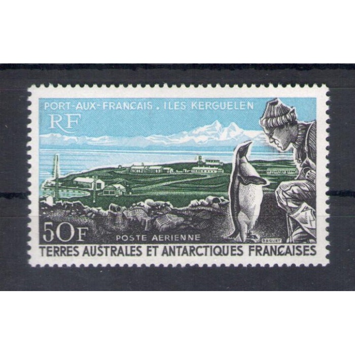 1968 TAAF - ANTARTICO FRANCESE - Fauna - Uomo con Pinguino - Posta Aerea Catalogo Yvert n. 14 - MNH**