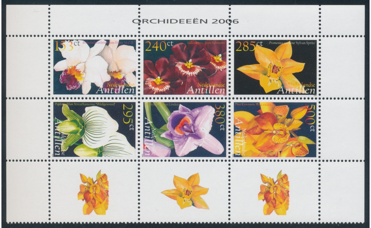 2006 Antille Olandesi - Fiori Orchidee - Catalogo Yvert n. 1592-97  - Blocco di 6 valori - MNH**
