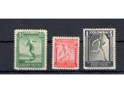 1937 Colombia - 4 Giochi Olimpici Sud America - Yvert n. 301/03 - 3 valori - MNH**