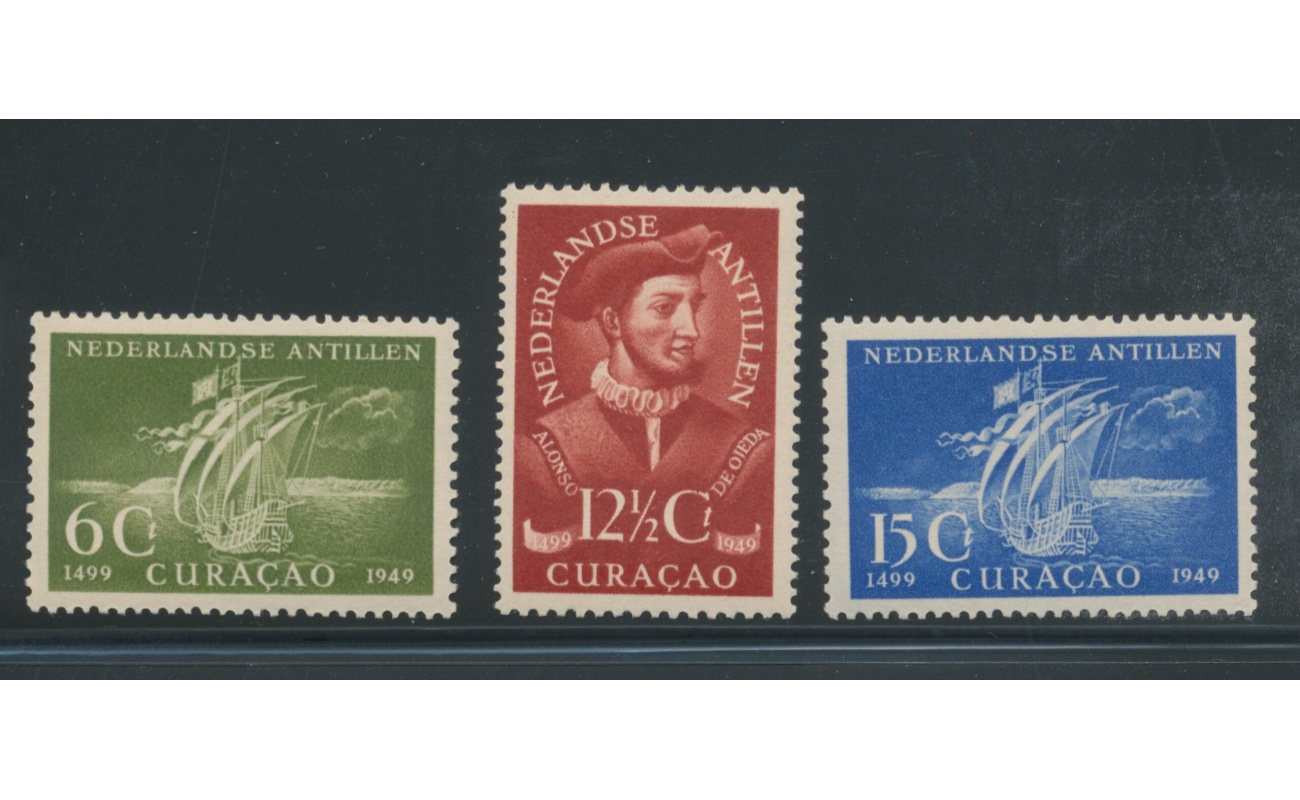 1949 Antille Olandesi - 450 Anniversario Scoperta Isola - Catalogo Yvert n. 197/99  - 3 valori - MNH**