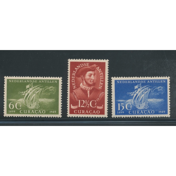 1949 Antille Olandesi - 450 Anniversario Scoperta Isola - Catalogo Yvert n. 197/99  - 3 valori - MNH**