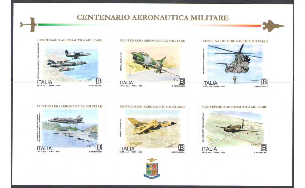 2023 Italia - Repubblica , Centenario Aeronautica Militare - Foglietto - Nuovo , MNH**