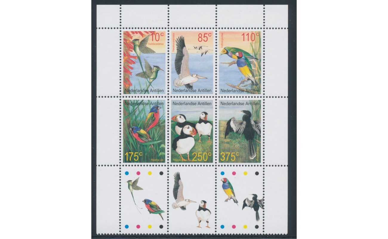2001 Antille Olandesi -  Fauna Uccelli - Catalogo Yvert n. 1280/85  - Blocco di 6 valori - MNH**