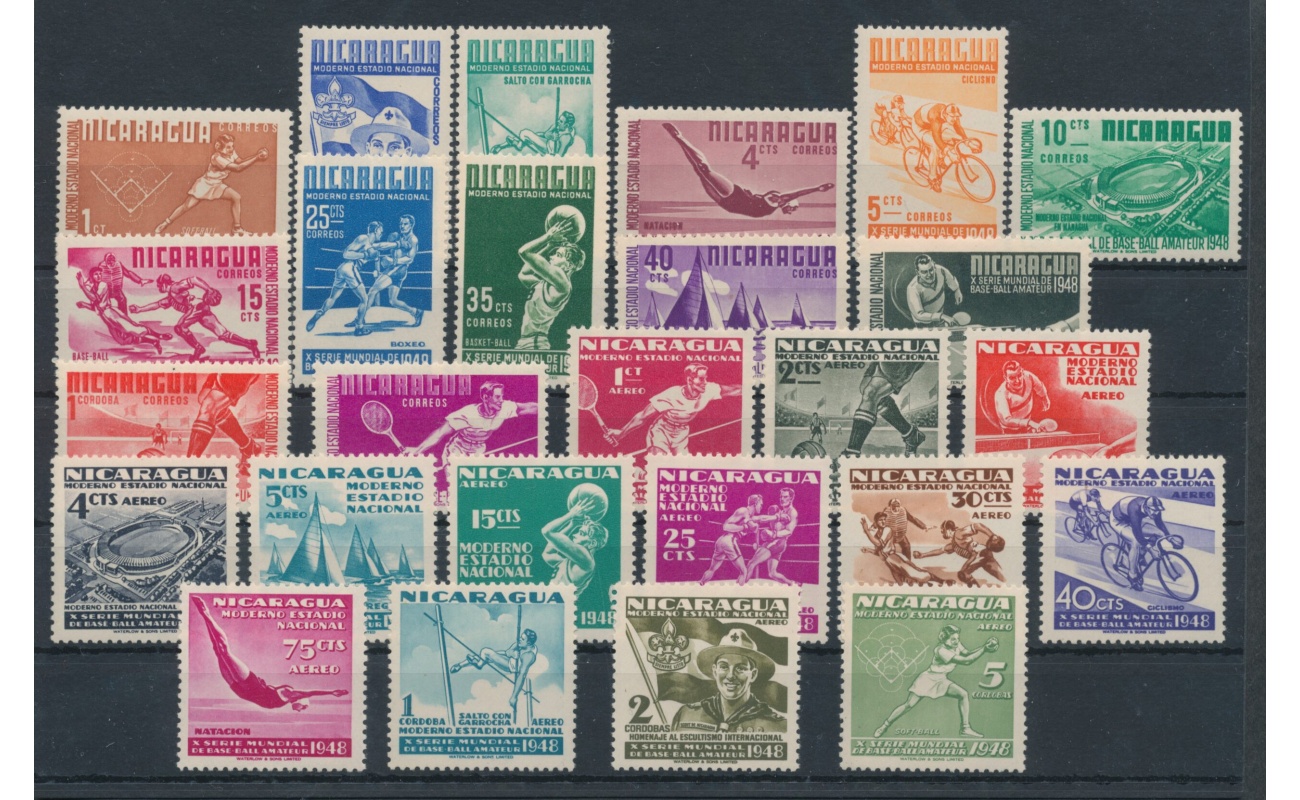 1949 Nicaragua - Sport Diversi - Yvert n. 735/47 + Posta Aerea 267/79 - 26 valori - MNH**