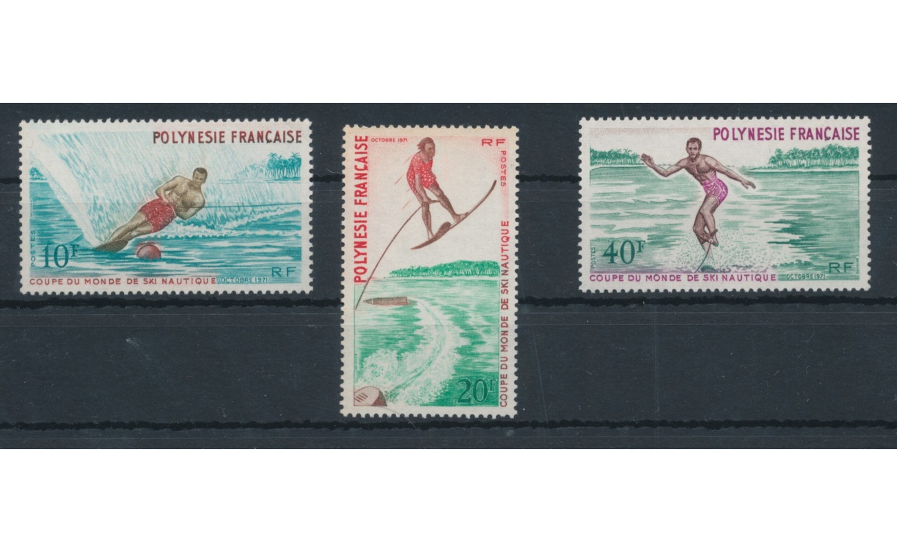 1971 Polinesia Francese - Coppa del Mondo Sci Acquatico , Yvert  n. 86/88 - 3 valori - MNH**