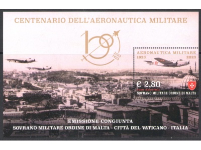 2023 Smom  , Centenario Aeronautica Militare - Foglietto - Nuovo , MNH**