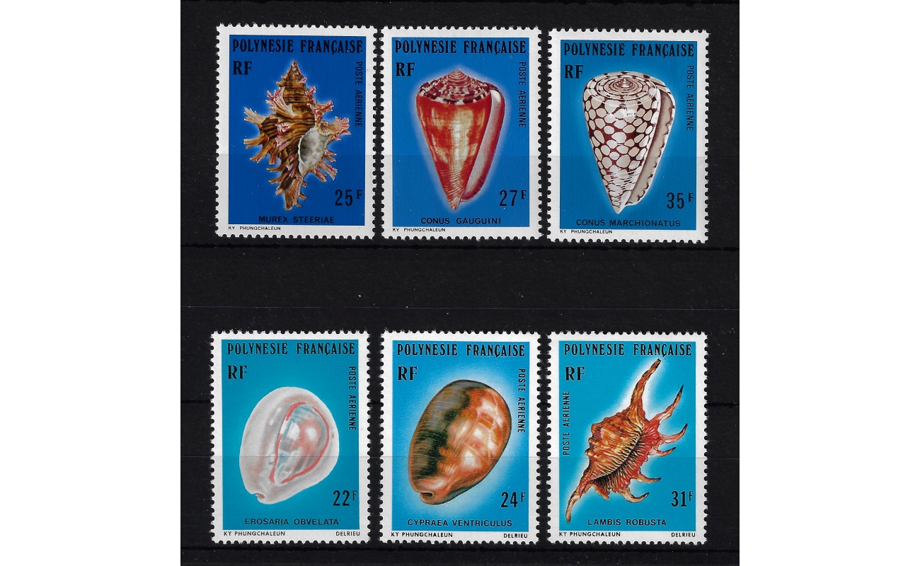 1977-78 Polinesia - Conchiglie , Posta Aerea Yvert  n. 114-16 + 132-34 - 6 valori - MNH**