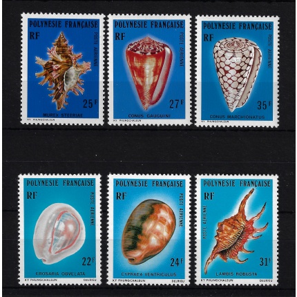 1977-78 Polinesia - Conchiglie , Posta Aerea Yvert  n. 114-16 + 132-34 - 6 valori - MNH**