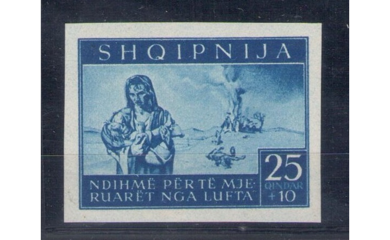 1944 Albania Occ. Tedesca, n° 18A - Non dentellato e decalco al verso - MNH** - RARO