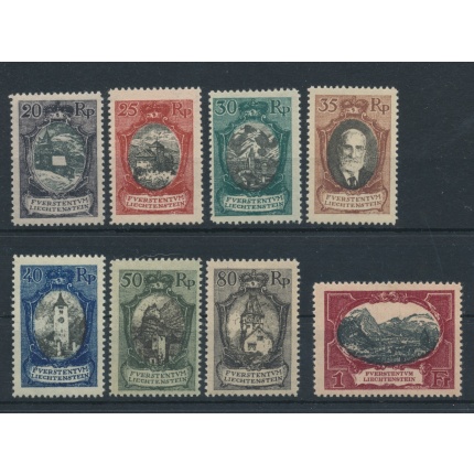1921 Liechtenstein, n 52/59 , Vedute diverse o effige del Principe Giovanni II, 8 val,NMH**