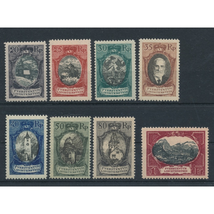 1921 Liechtenstein, n 52/59 , Vedute diverse o effige del Principe Giovanni II, 8 val,NMH**