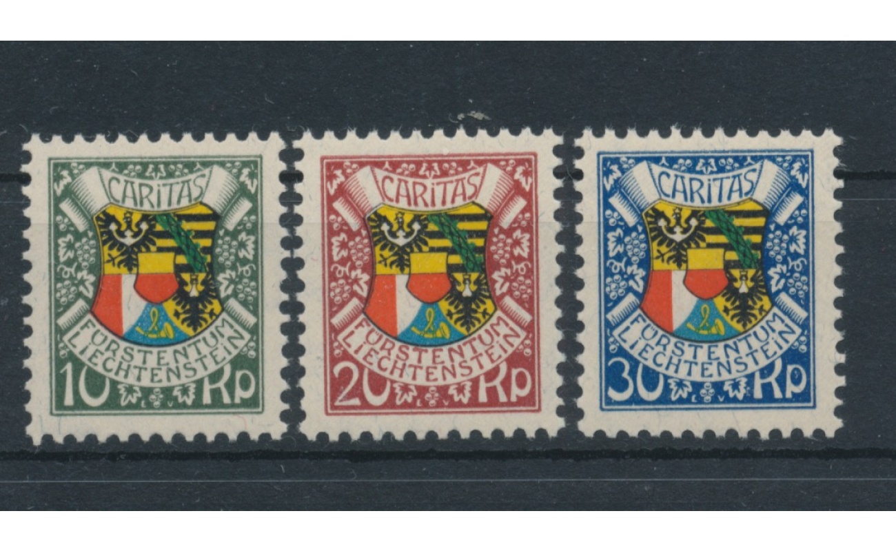 1927 Liechtenstein, n° 75/77 , 87° Compleanno del Principe Giovanni II, 3 val, NMH**