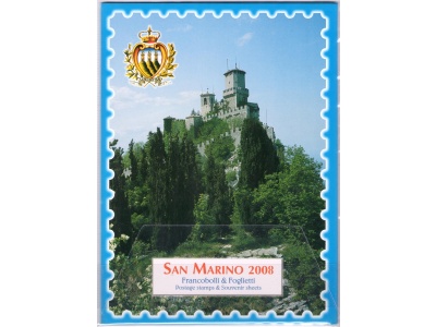 2008 San Marino , Libro Ufficiale Annuale delle emissioni Filateliche , Francobolli , Foglietti - MNH**