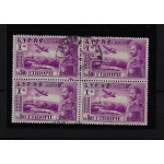 1947 ETIOPIA - Yvert Posta Aerea n° 30 - 10$ blocco di 4 - USATO