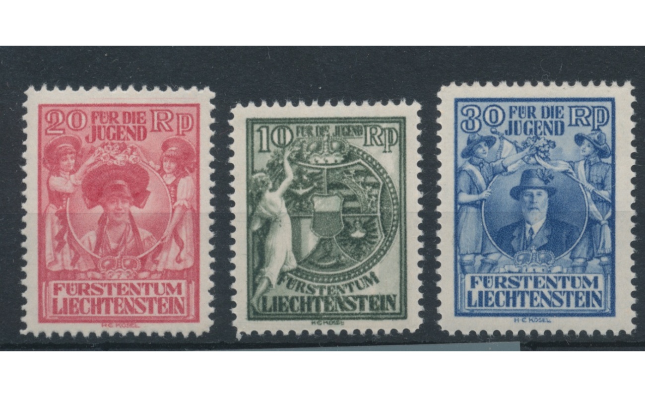 1932 Liechtenstein - n. 108/110 , A profitto delle opere per l'infanzia, 3 valori MNH**