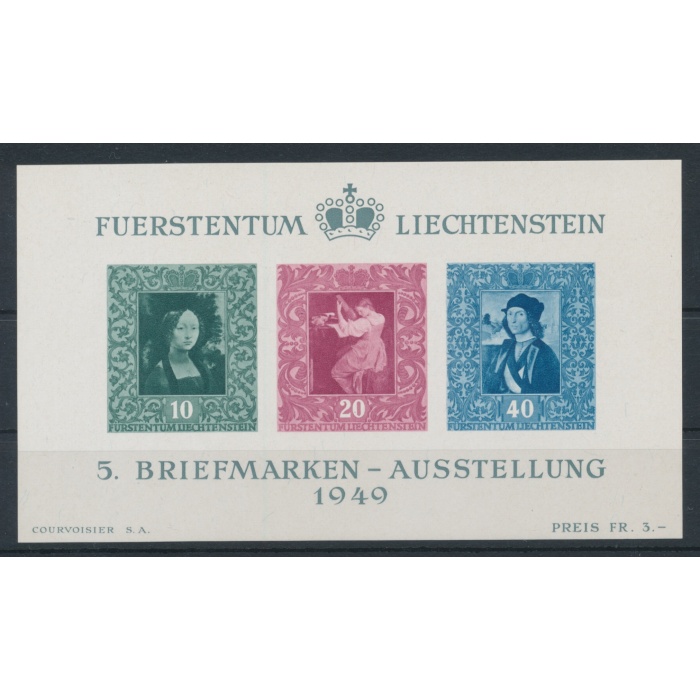 1949 Liechtenstein - Foglietto n. 8 , Esposizione Filatelica di vaduz ,  MNH**