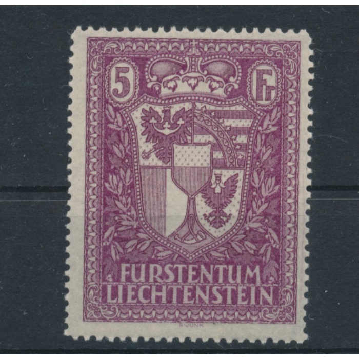 1935 Liechtenstein, n° 128 , Stemma tipo del 1934, lilla NMH**
