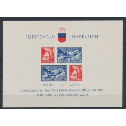 1936 Liechtenstein, BF n°2 , 2°esposizione di Vaduz e inaugurazione del Museo postale, NMH**