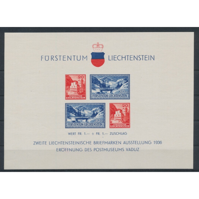 1936 Liechtenstein, BF n°2 , 2°esposizione di Vaduz e inaugurazione del Museo postale, NMH**