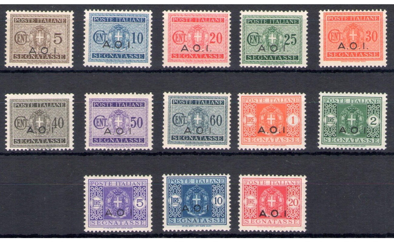 1939-40 ,  AFRICA ORIENTALE ITALIANA , Segnatasse 1/13 , MNH** CENTRATA