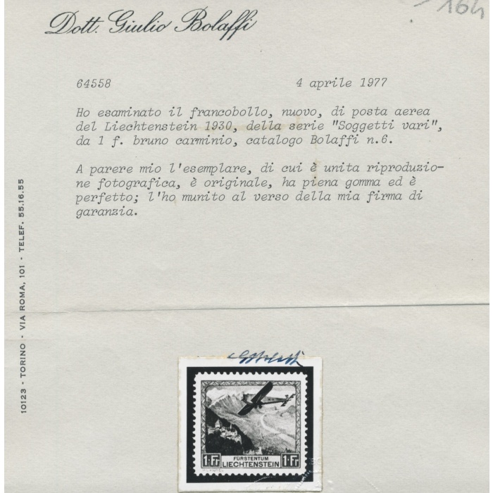 1930 Liechtenstein, Posta Aerea n. 1/6 , Aeroplano. in volo su paesaggi diversi , 6 valori , MNH**