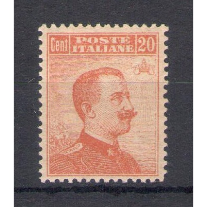 1916 Italia - Regno, n. 107 , 20 cent arancio , Vittorio Emanuele III , Senza Filigrana - MNH**