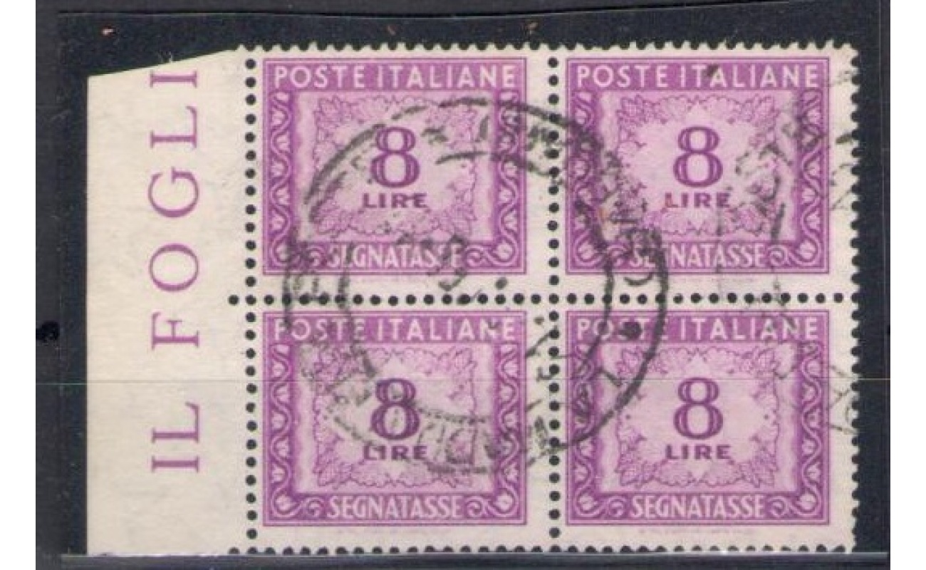 1955-81 Italia - Repubblica - Segnatasse n. 112 - 8 Lire Stelle - Blocco di quattro - Usato