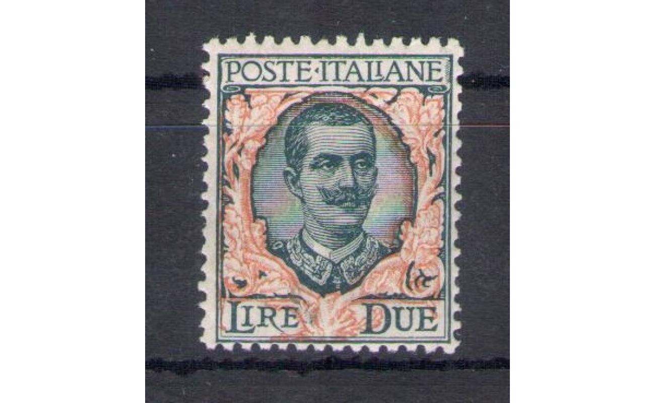 1923 Italia - Regno  n. 150 - 2 Lire verde grigio ed arancio - tipo Floreale - MNH**