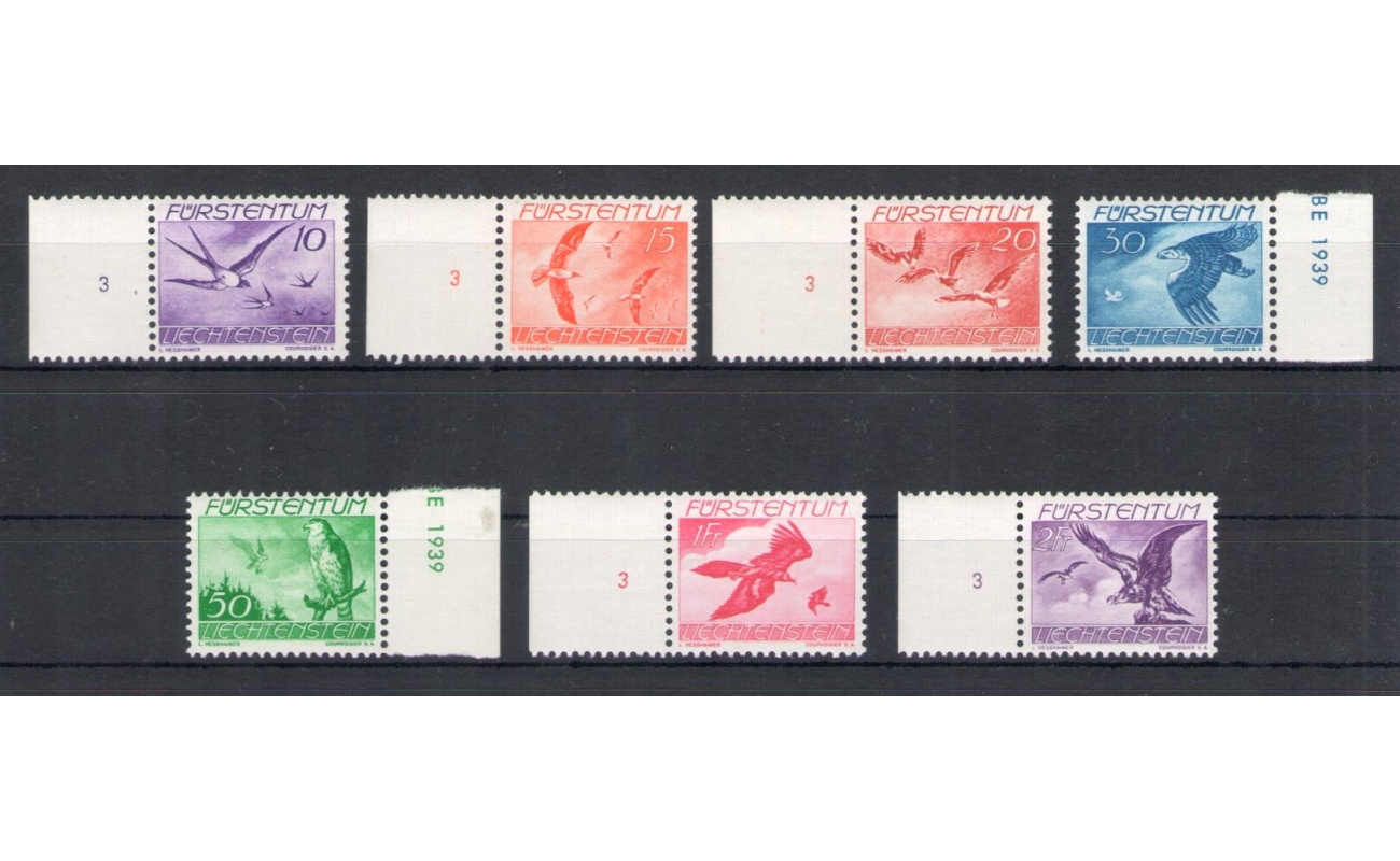 1939 Liechtenstein, Posta Aerea n. 17/23 - 7 valori - Uccelli - MNH**