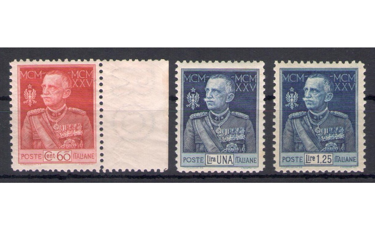 1925-26 Italia - Regno - Giubileo del Re dentellatura 11 n. 189/91 - 3 valori - MNH **