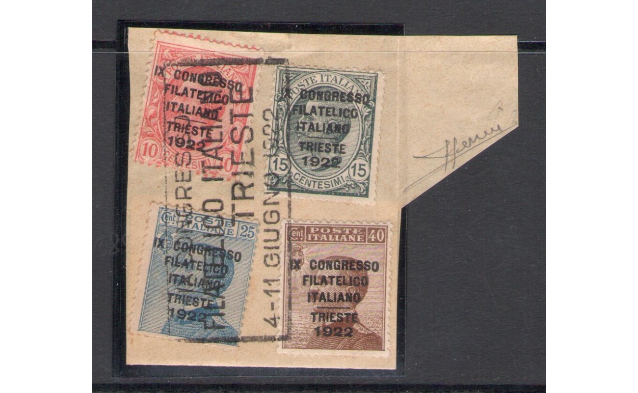 1922 Italia - Regno , Congresso di Trieste , serie completa , Usato su frammento
