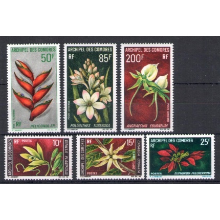 1969-70 Comores - Catalogo Yvert n. 53+54+56 + Posta Aerea 26/28 - Fiori - 5 valori - MNH**